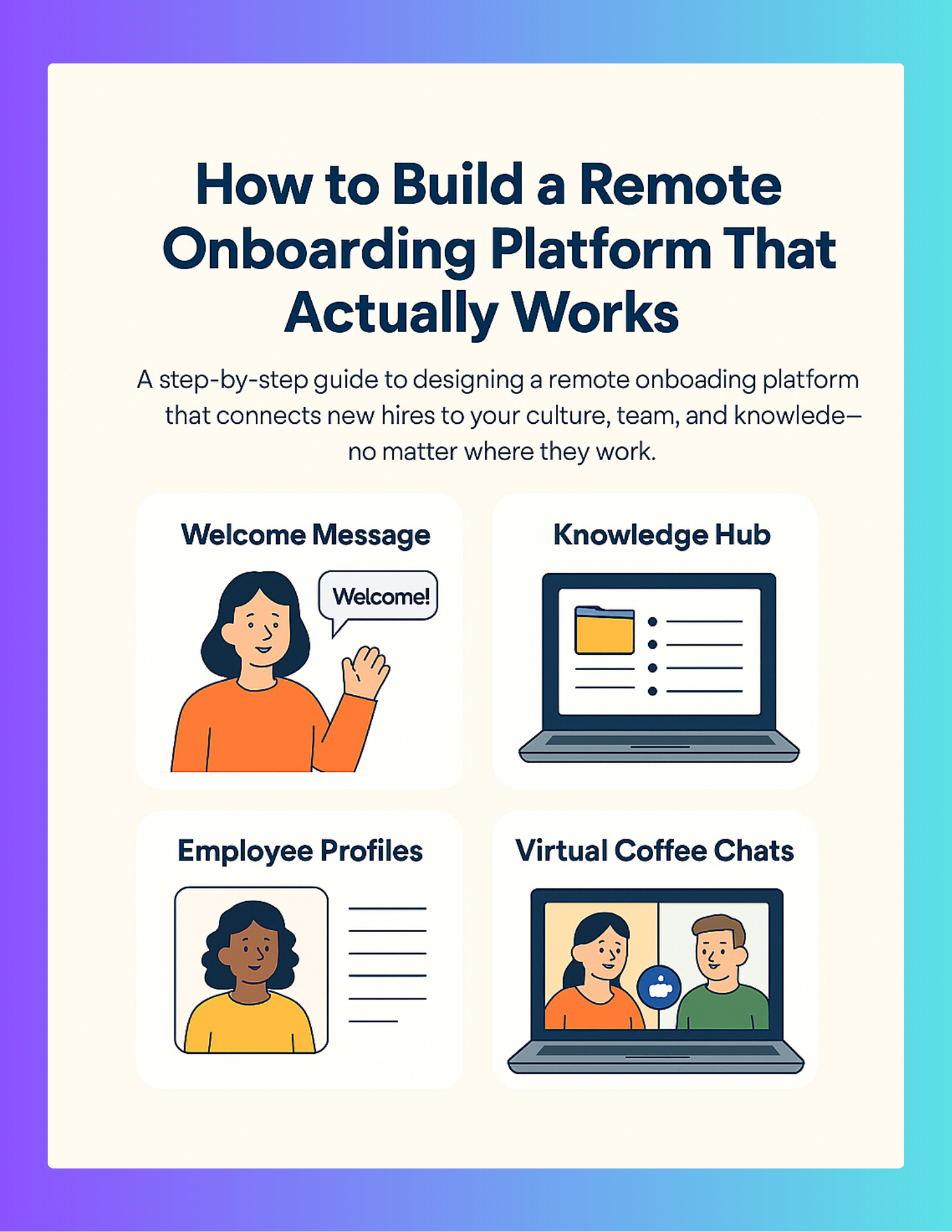 Struggling to onboard remote employees across time zones? Learn how to build a structured, async-friendly onboarding platform that scales. This tactical guide for Operations and Employee Experience leaders walks through everything from culture and communication to knowledge management—using Grapevine’s Virtual HQ to centralize it all. From Community Newsfeeds to Onboarding Spaces and Employee Profiles, discover how to turn remote onboarding into a high-impact, scalable system.