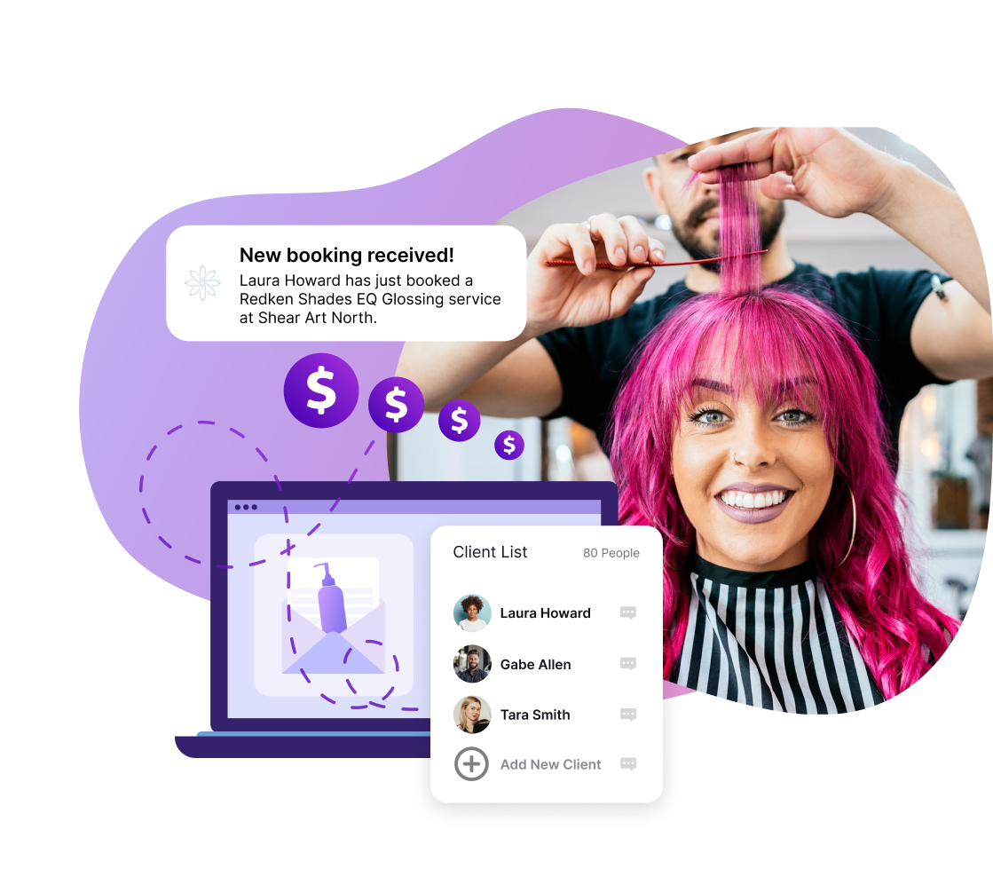 OBM email example showing salon-branded promotions from beauty brands