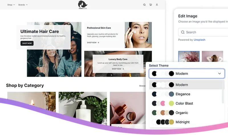 A salon-branded SalonInteractive Online Store