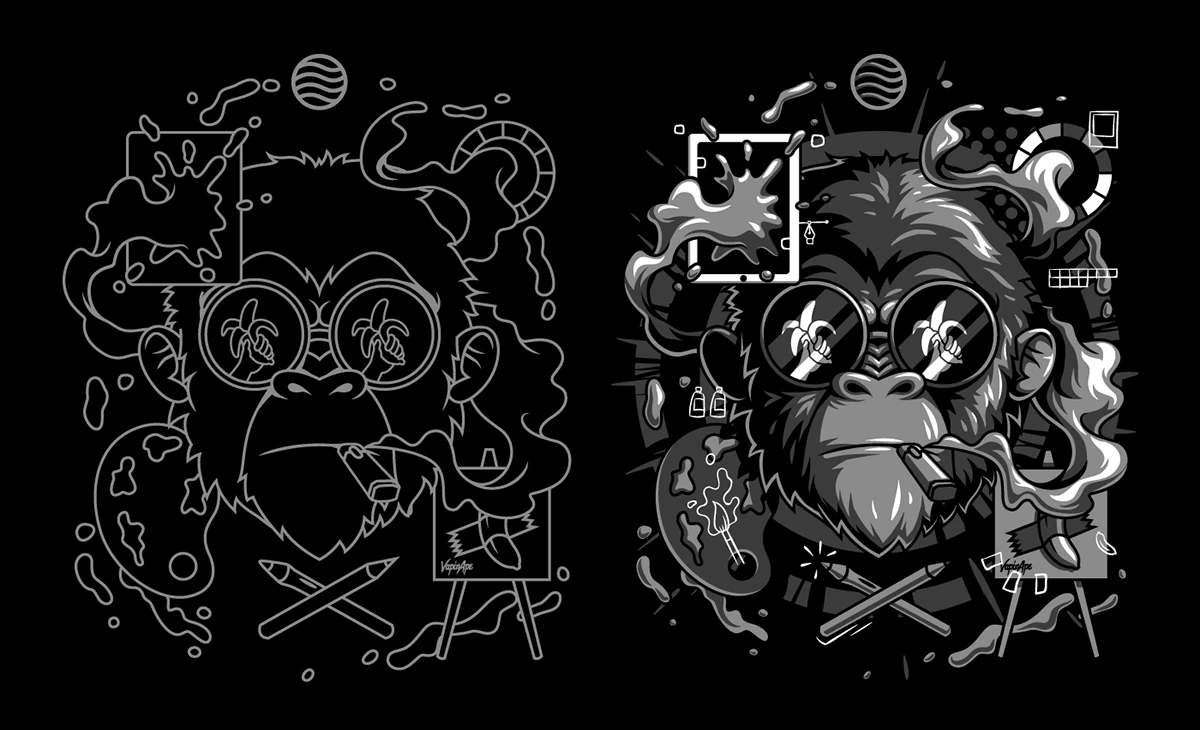 key visual key art poster tshirt bold vibrant ape Vape Packaging Mascot