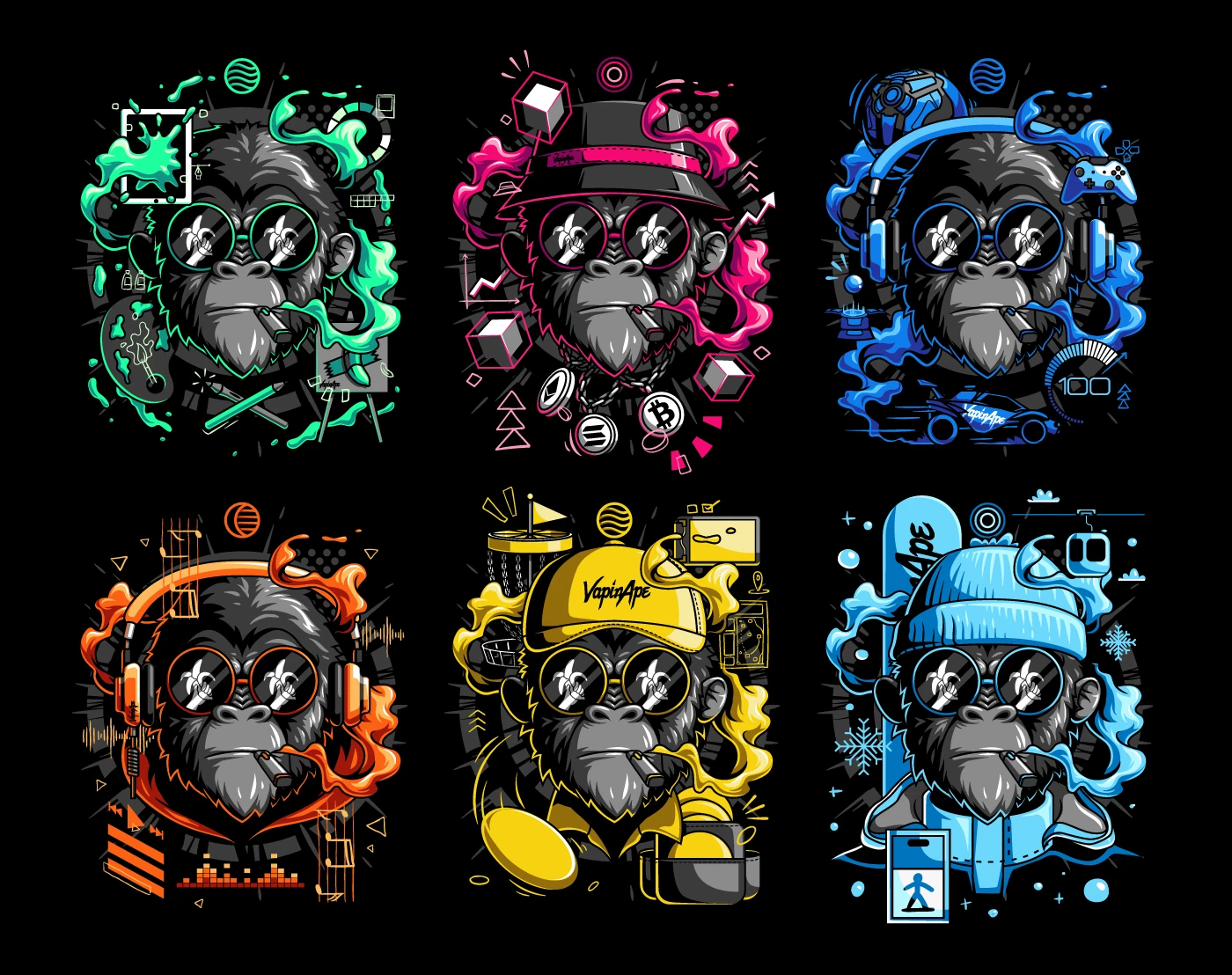 key visual key art poster tshirt bold vibrant ape Vape Packaging Mascot