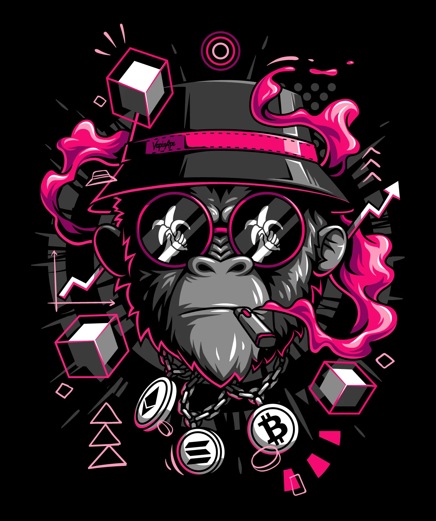 key visual key art poster tshirt bold vibrant ape Vape Packaging Mascot