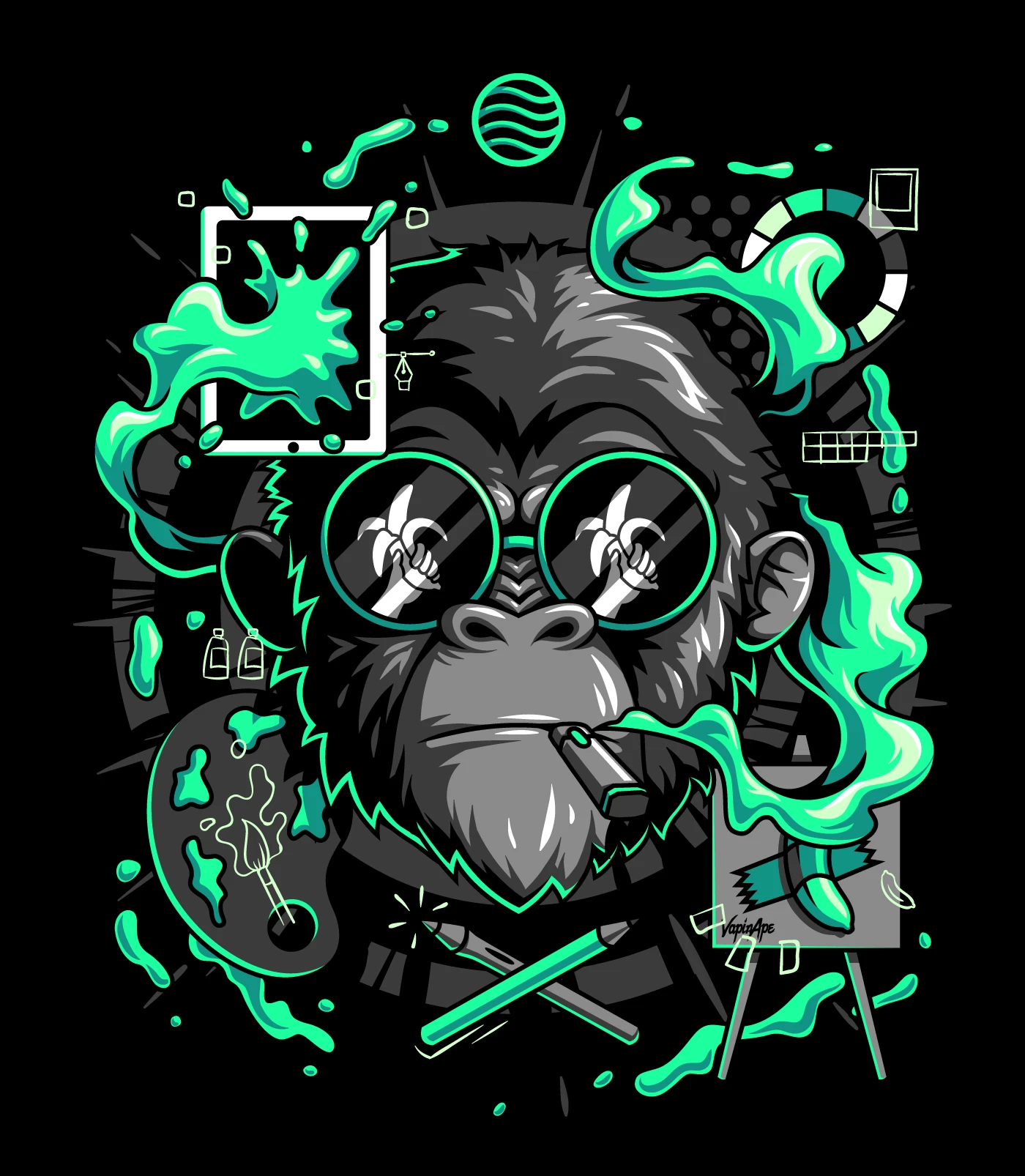 key visual key art poster tshirt bold vibrant ape Vape Packaging Mascot