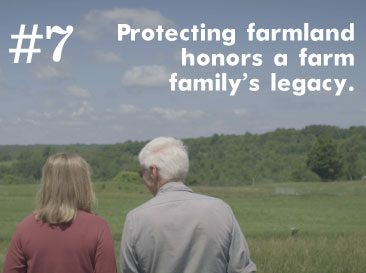 Two farmers look out over farmland, preserving their family's agricultural heritage