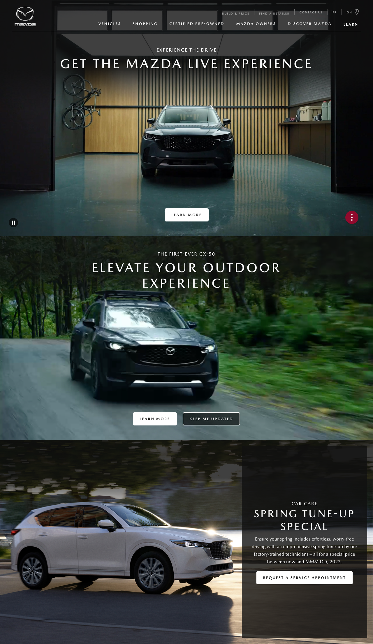 Image showing mazda.ca homepage mockup.