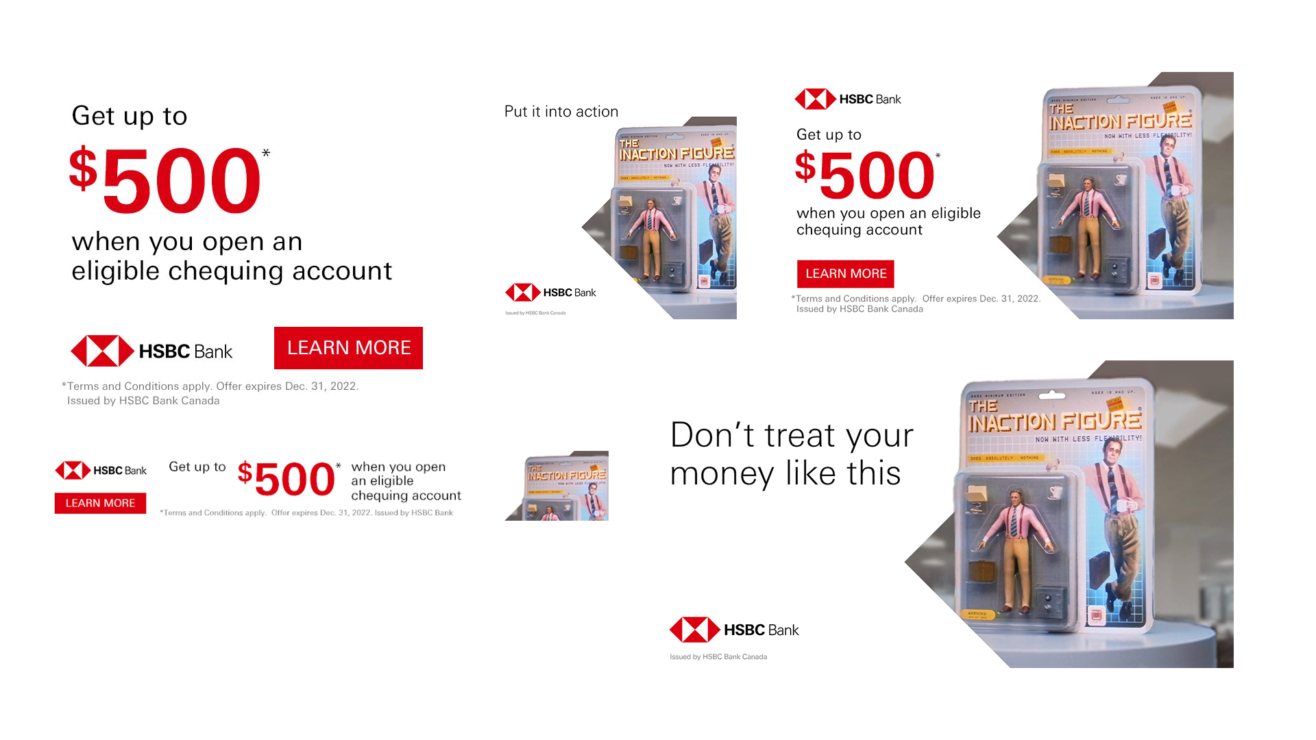 An array of different sized HSBC digital banners.