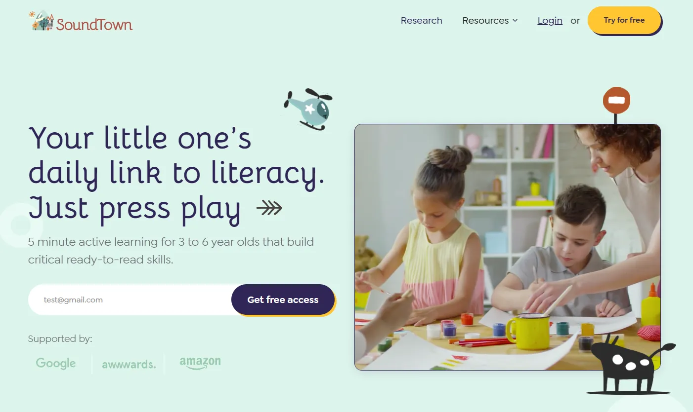 MySoundTown 5 minute interactive reading foundations for PreK logo