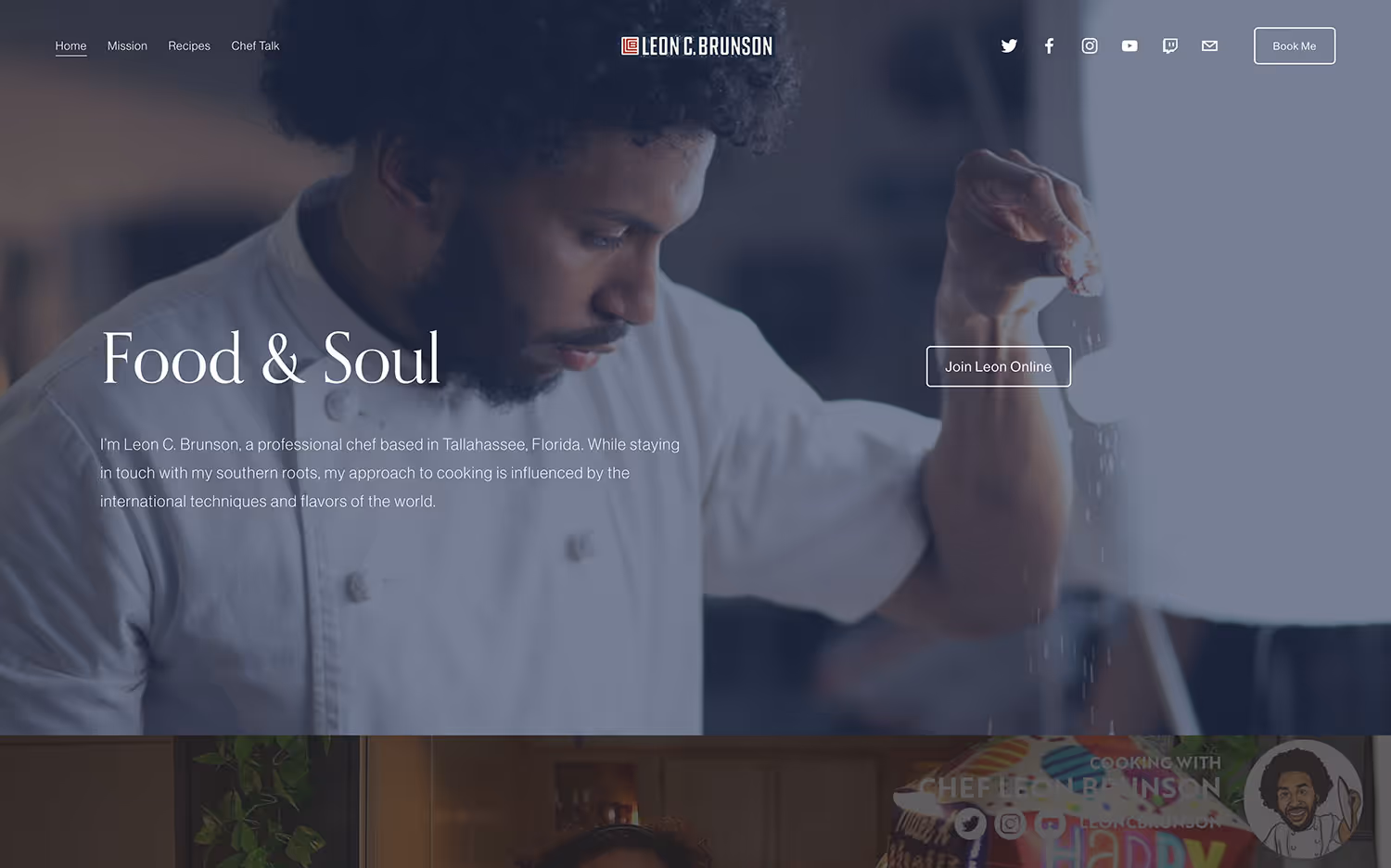 Chef Leon C Brunson website design before - Varona Designs