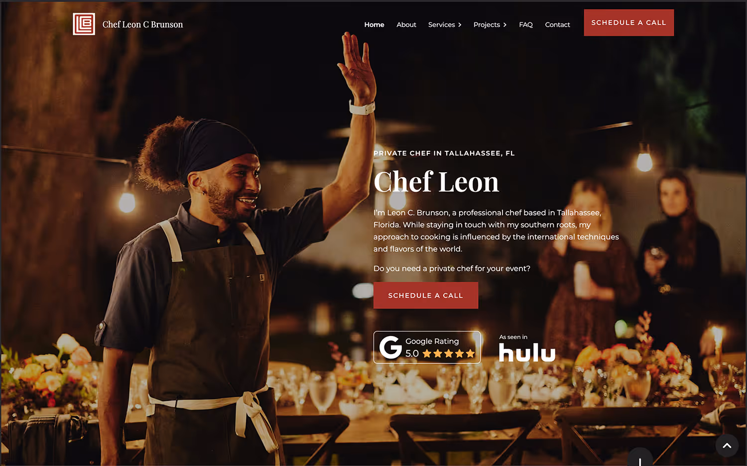 Chef Leon C Brunson website design after - Varona Designs
