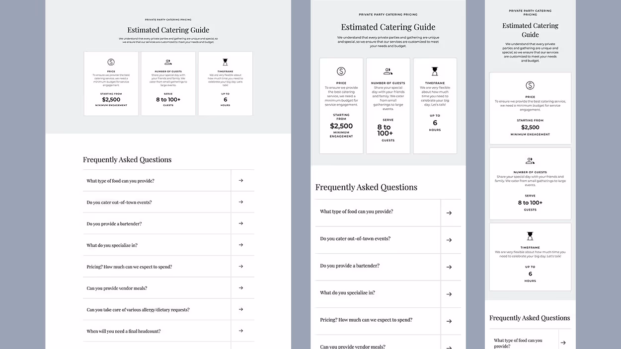 Leon C Brunson Website Pricing Guide Section - Varona Designs