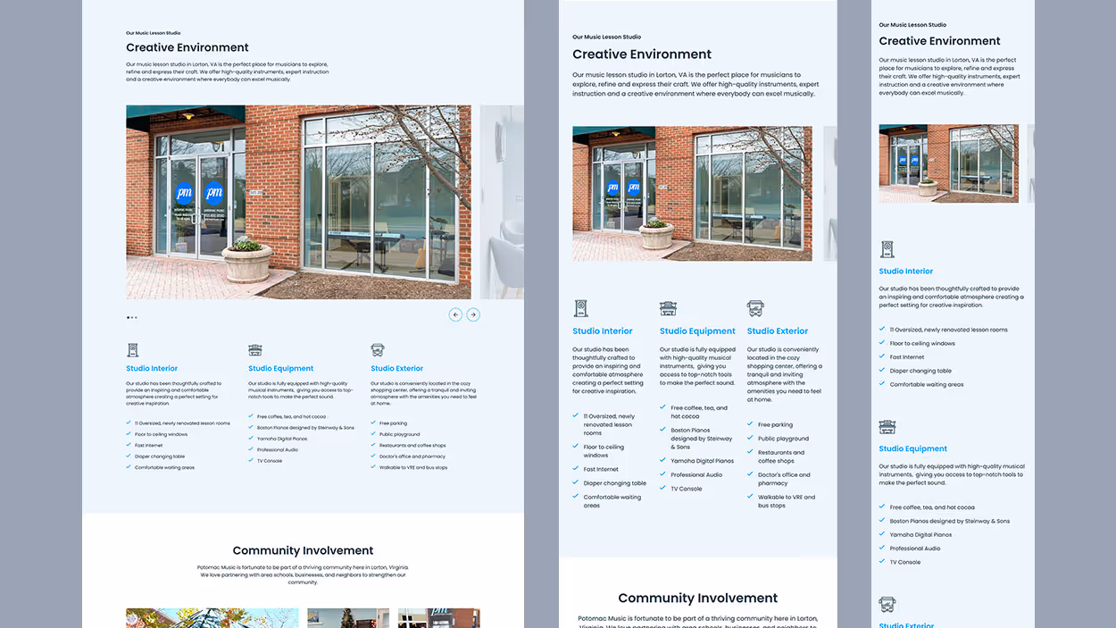 Potomac Music studio creative environment - Varona Designs