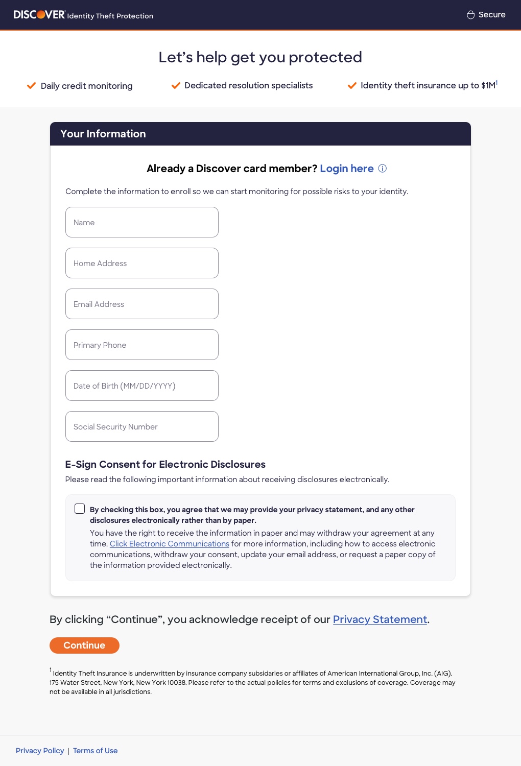 [NEEDS REVIEW] Likely the Discover Identity Theft Protection enrollment form, similar to a confirmed nearby image (could not preview)