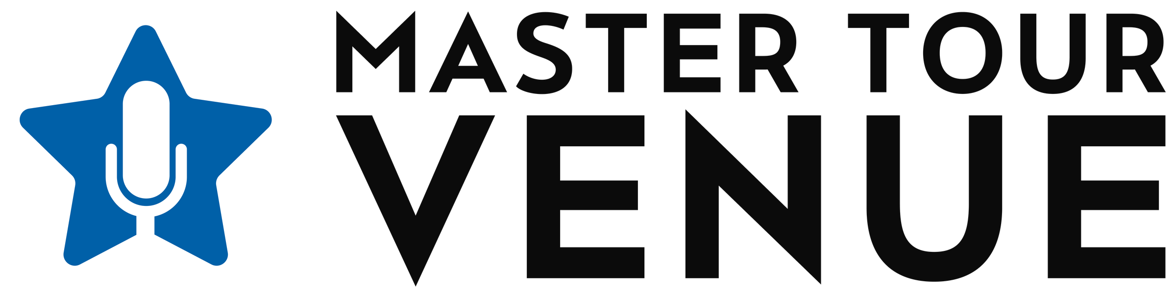 Redesigned Master Tour Venue logo, the new geometric star in blue next to a stacked Master Tour Venue wordmark