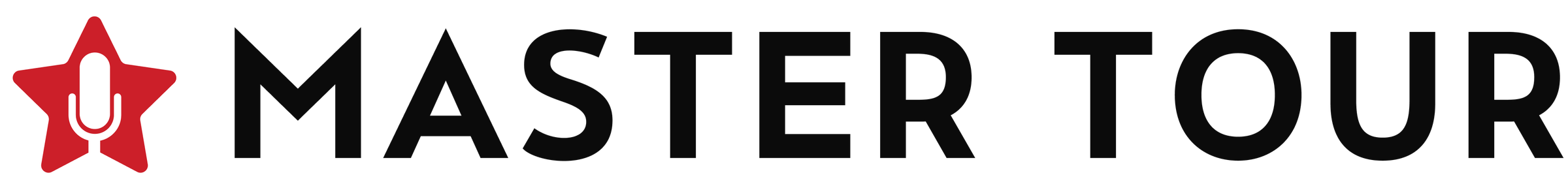 Redesigned Master Tour logo, a clean geometric red star with a simplified microphone, next to the Master Tour wordmark
