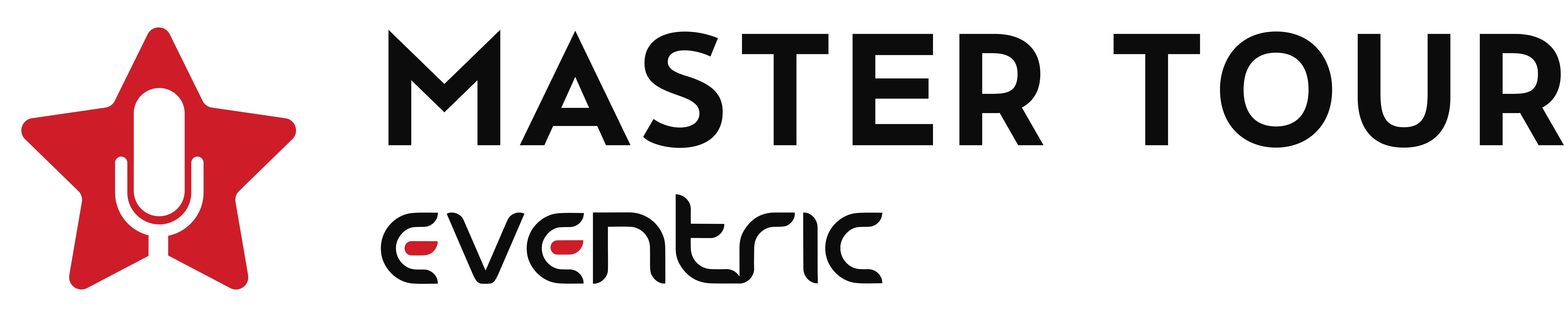 Redesigned Master Tour and Eventric logo, with the new geometric red star beside the Master Tour and Eventric wordmarks