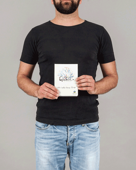 Man holding MEDeat illustrated gastronomy map of Italy with watercolor food illustrations — MEDeat by Lazy snail Design