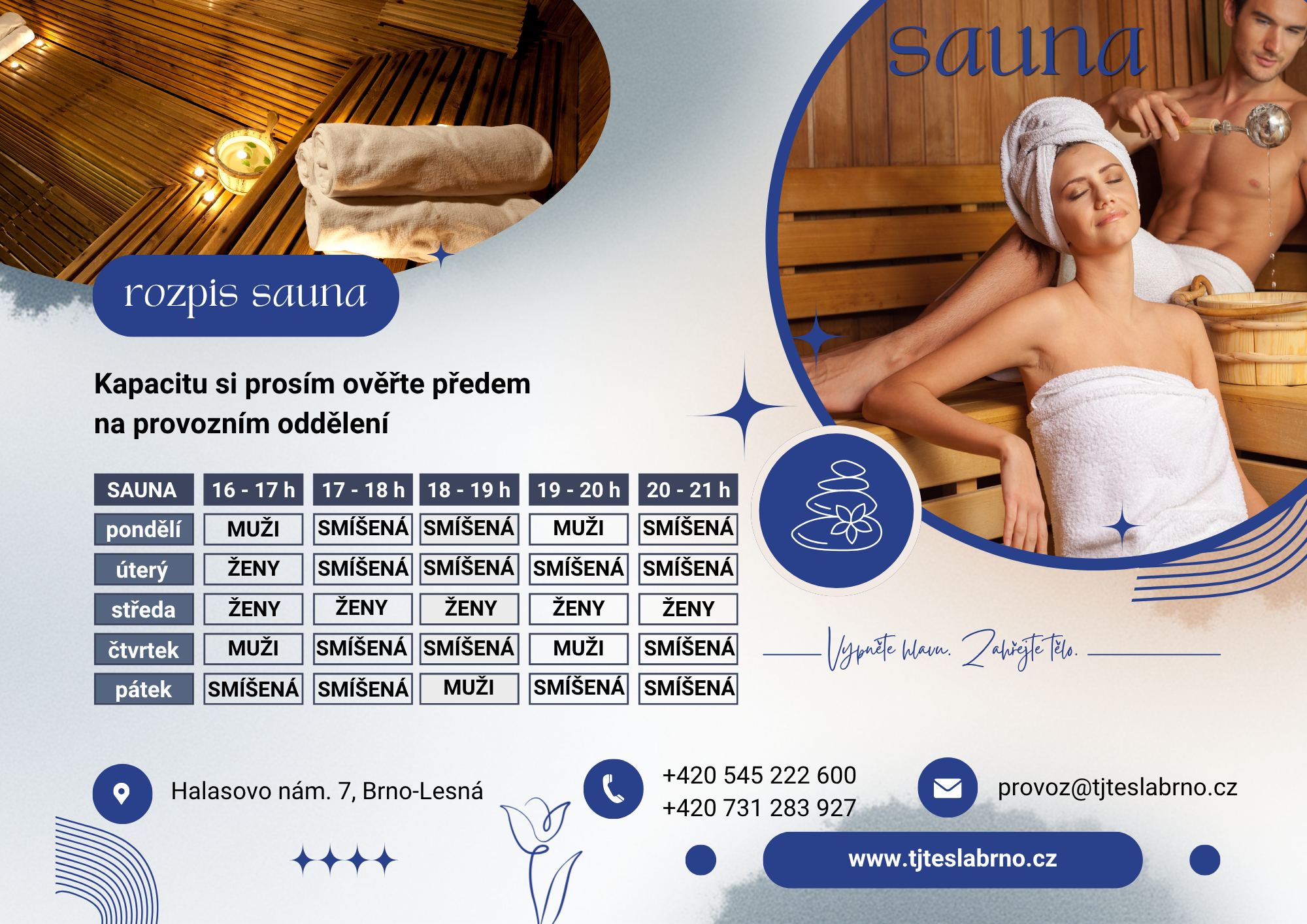Sauna rozpis