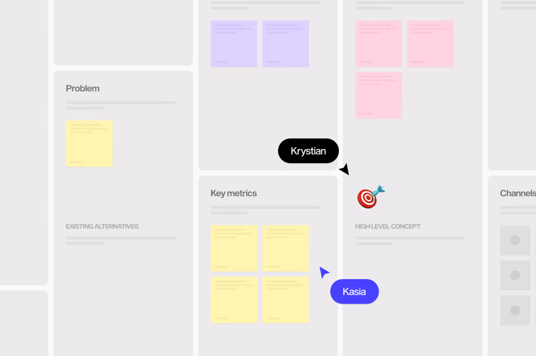 UX/UI design workshop board with sticky notes
