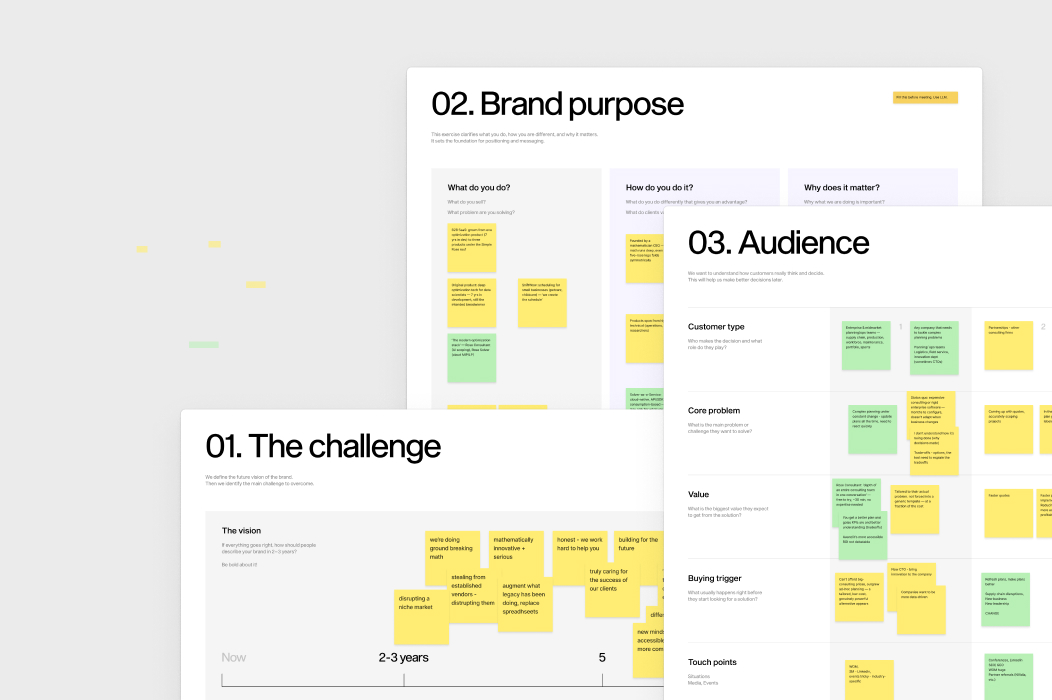 Brand strategy workshop: challenge, brand purpose and audience