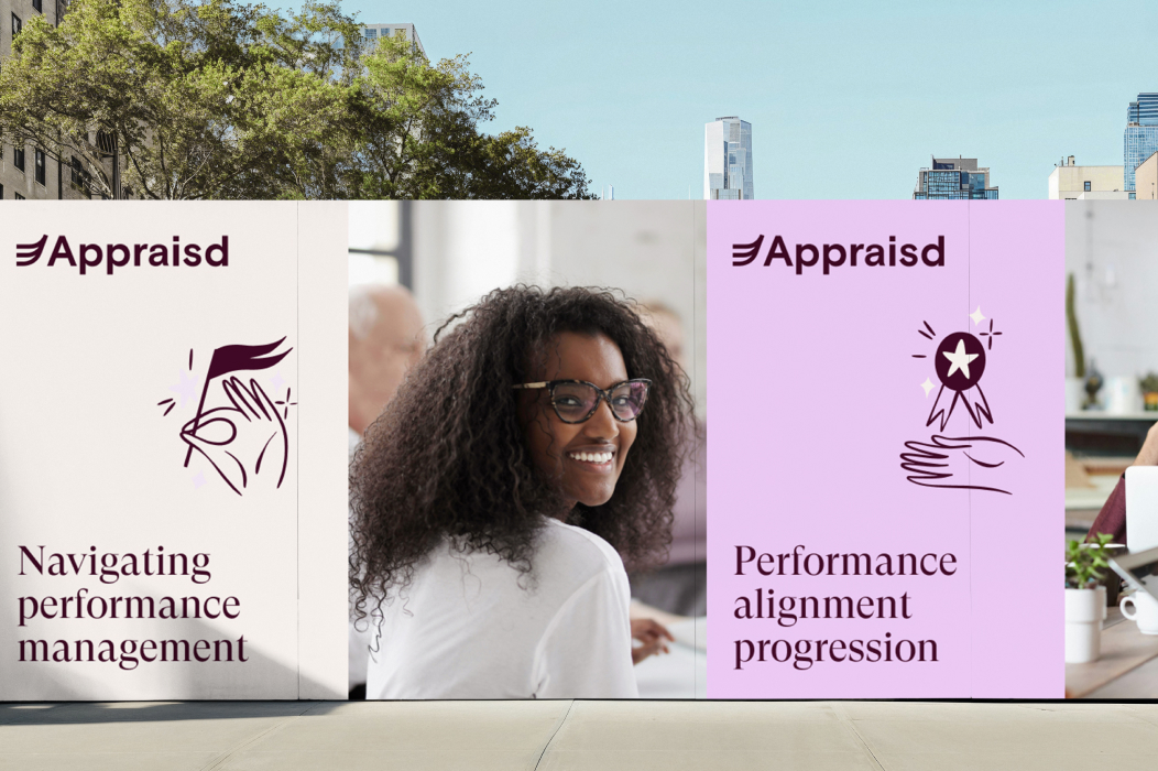 Go-to-market campaign visuals for a performance management product