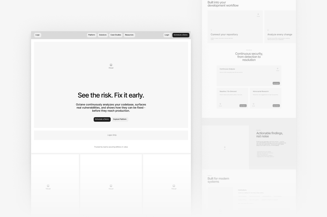 Lo-fi website wireframes