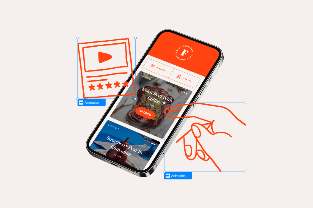 Landing page design on a mobile phone