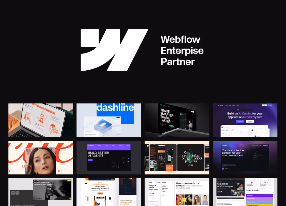 Webflow Enterprise Partner showcase of websites