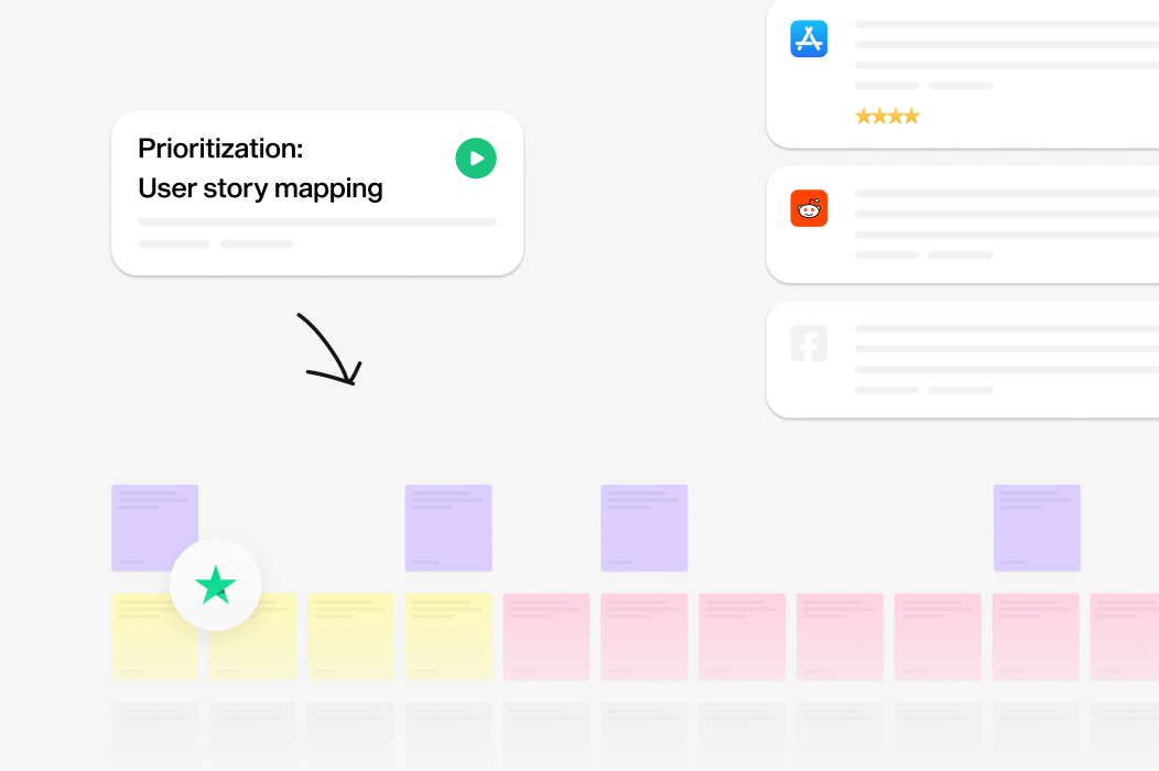 UX design user story map with prioritized tasks