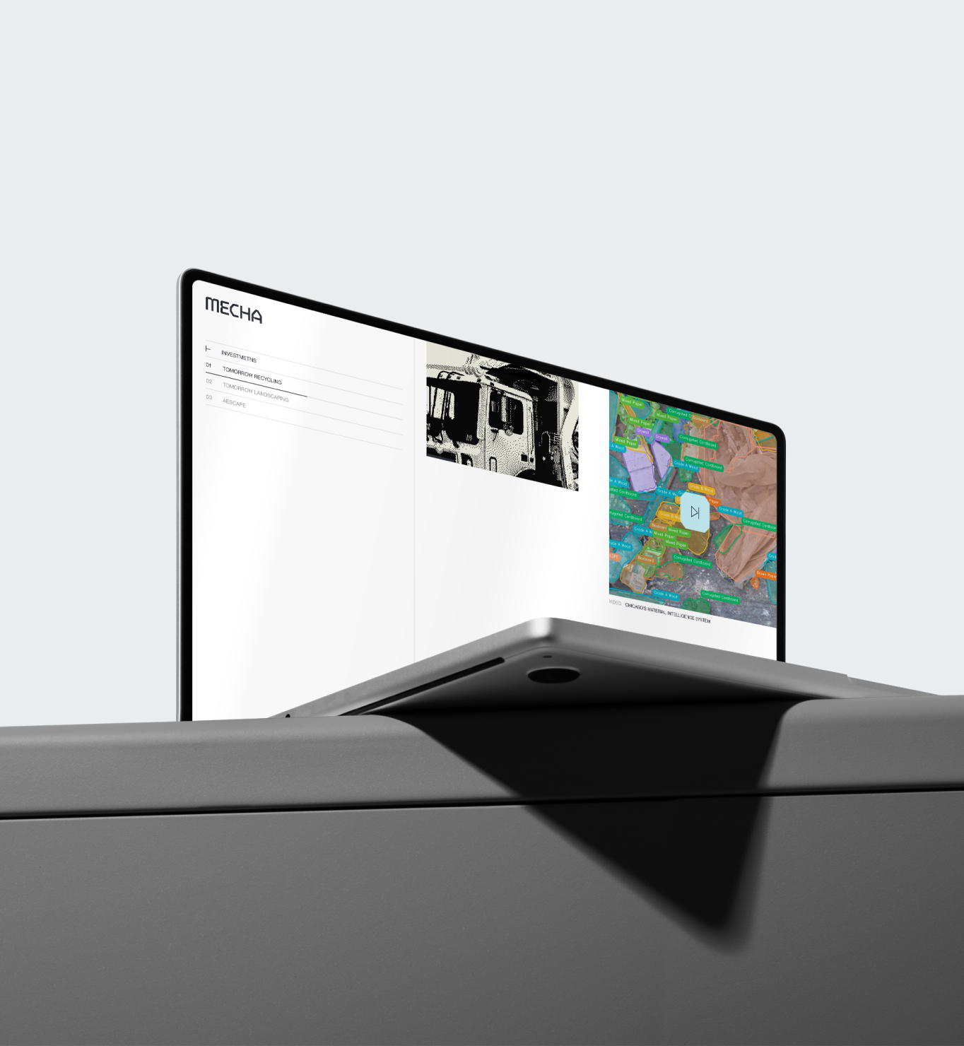 Mecha website on a display
