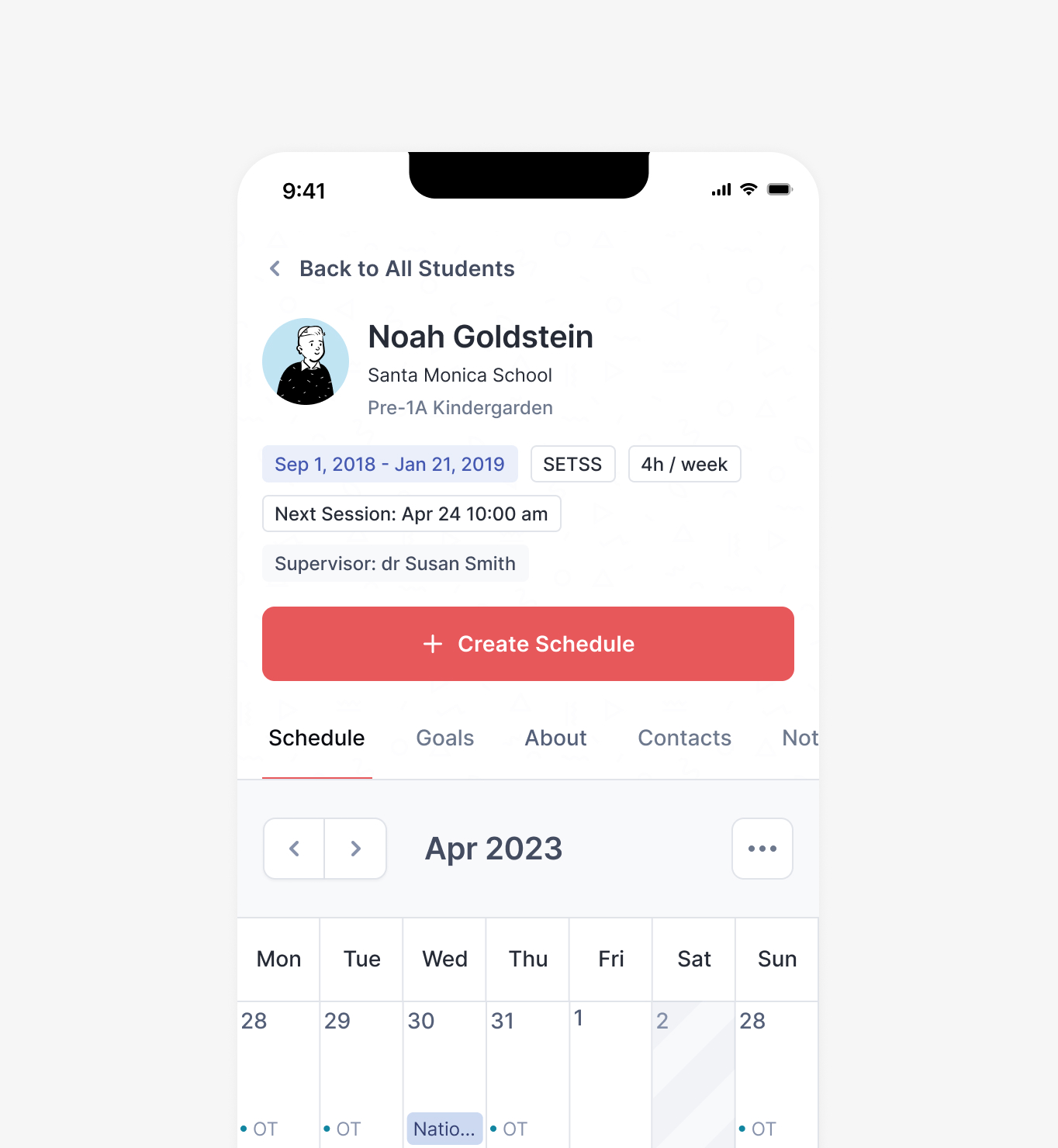 Enhanced Services scheduling app on mobile