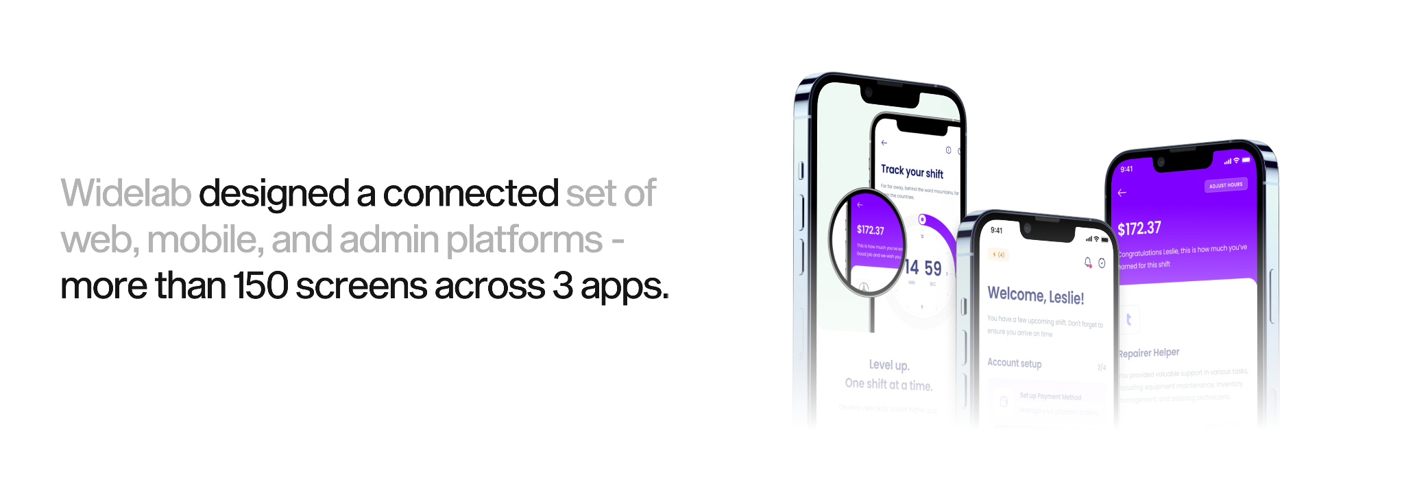 Widelab designed a connected set of web, mobile, and admin platforms