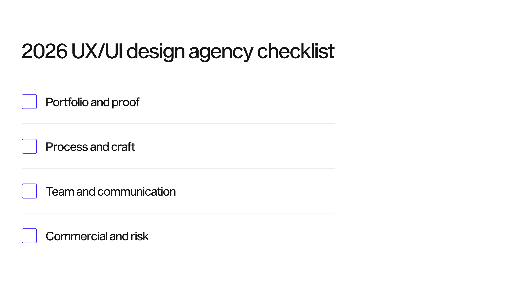 2026 UX UI design agency checklist