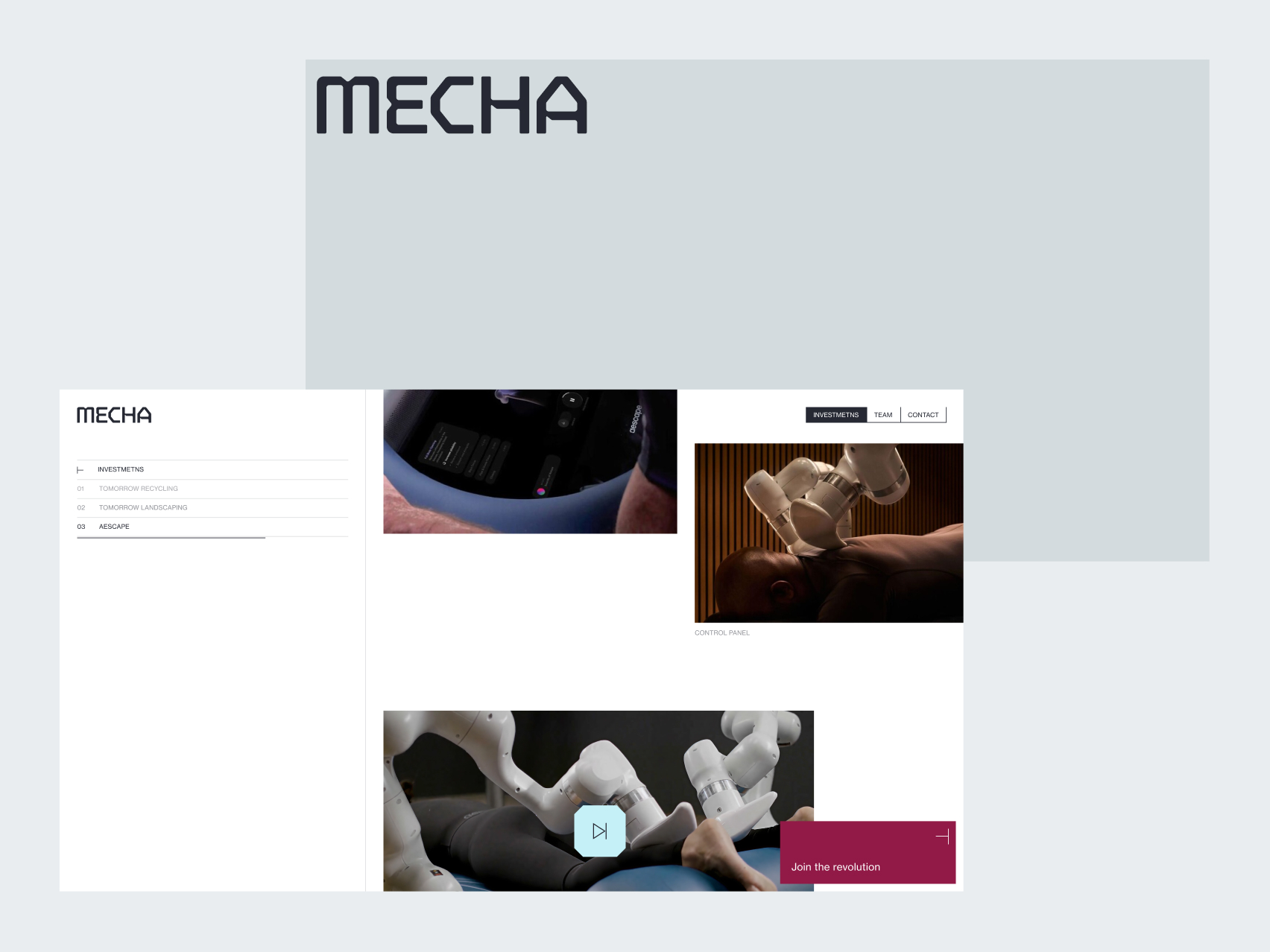 Mecha website desktop views