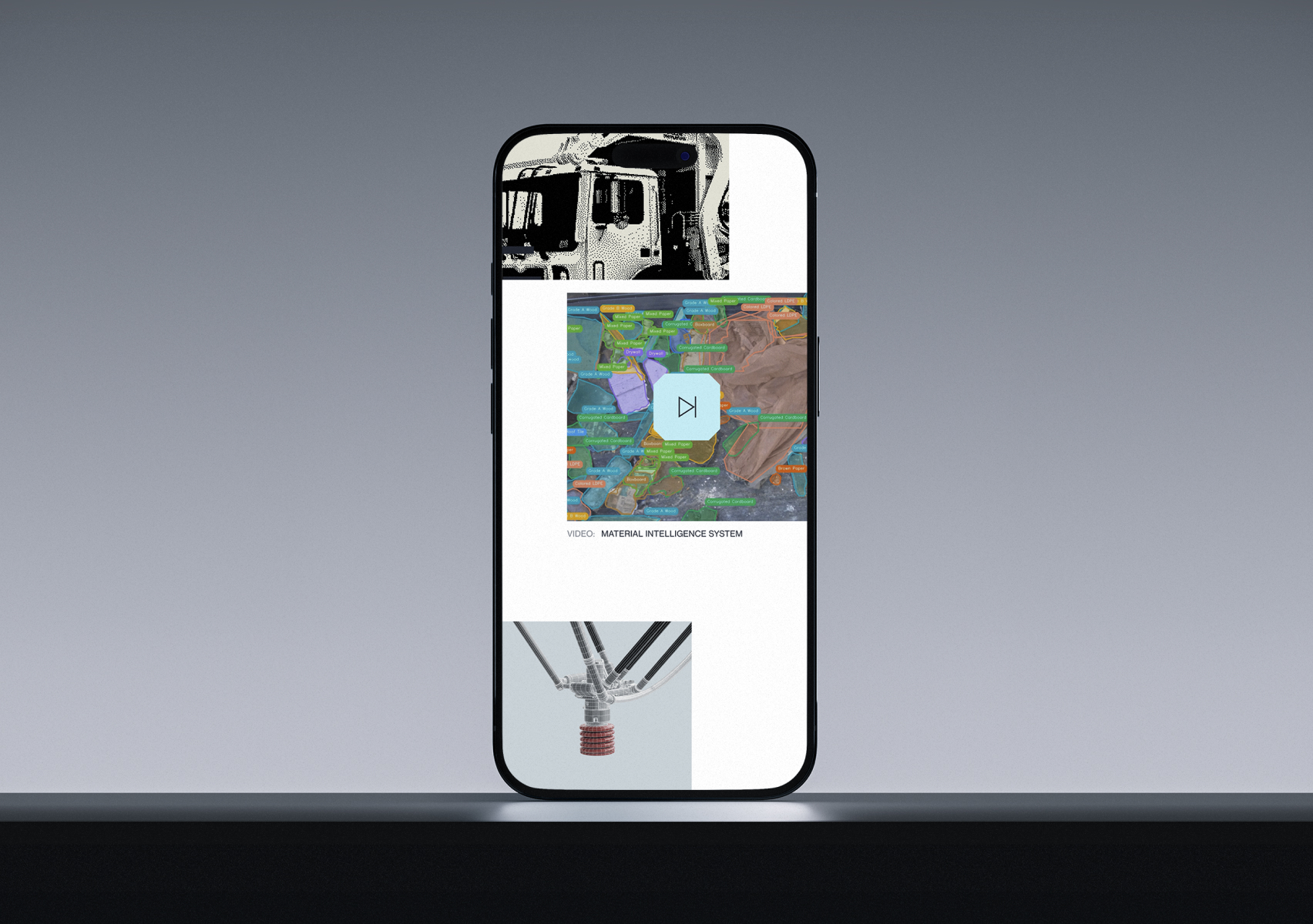 Mecha website on a mobile phone