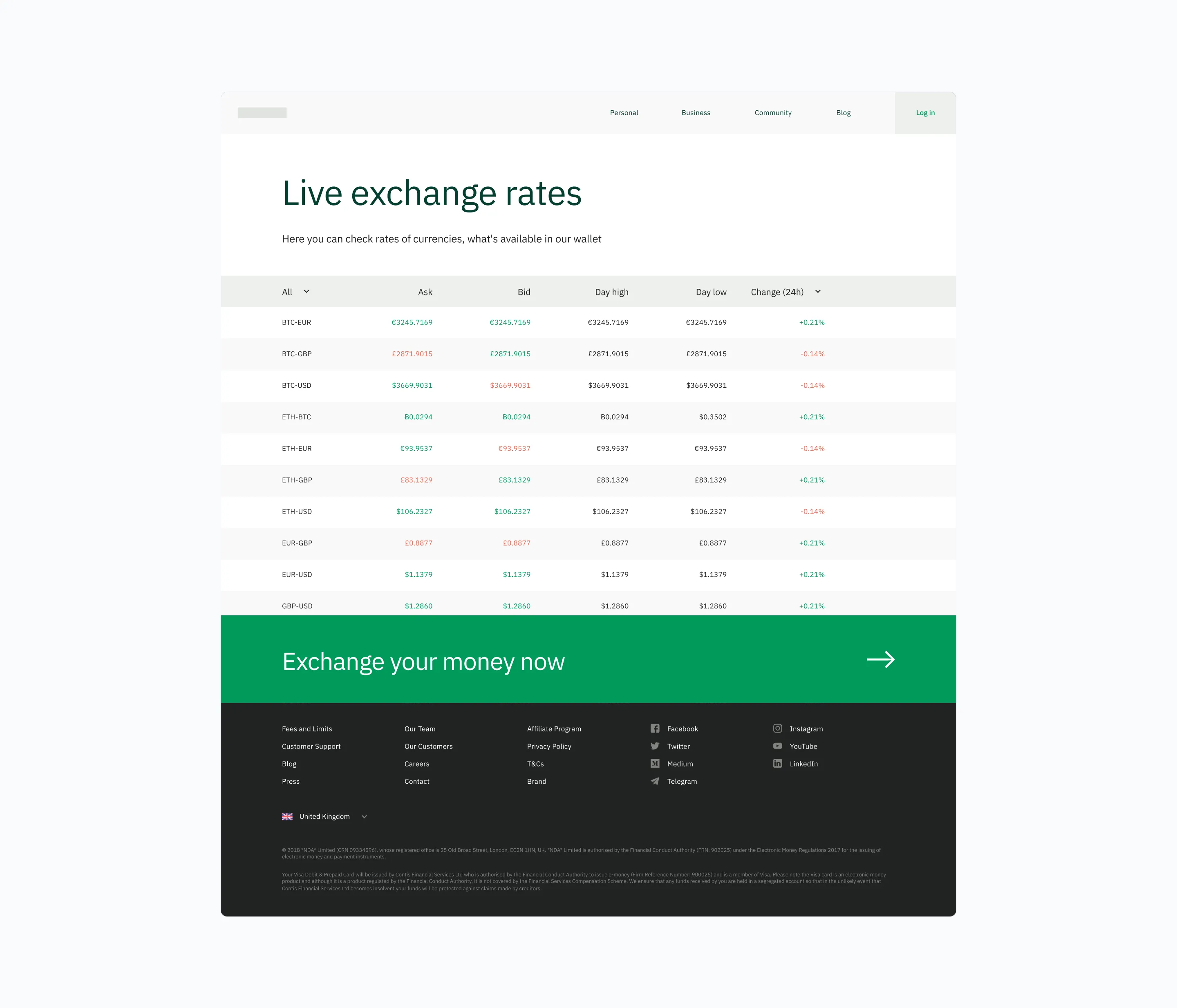 Web interface screenshot