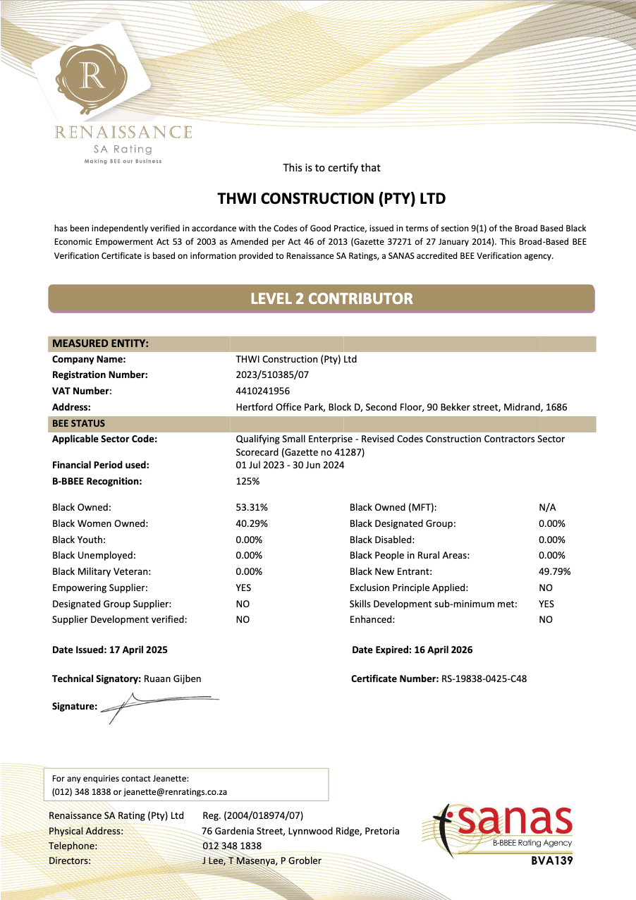Sekta Group BEE Certificate