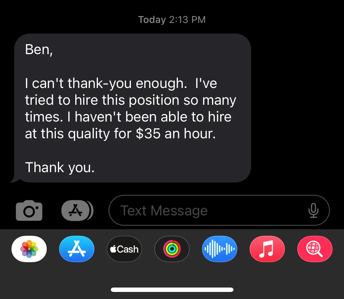 Testimonial screenshot from Karl Rude