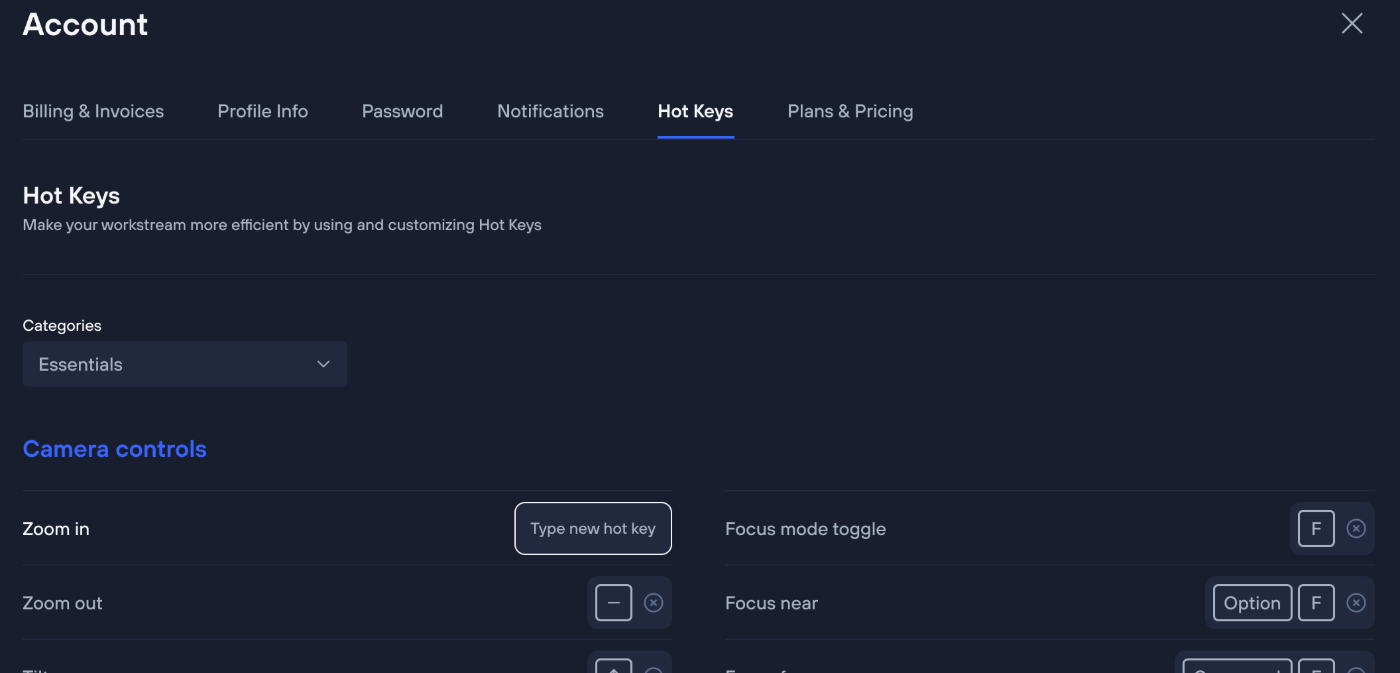 Iris hotkey assignments