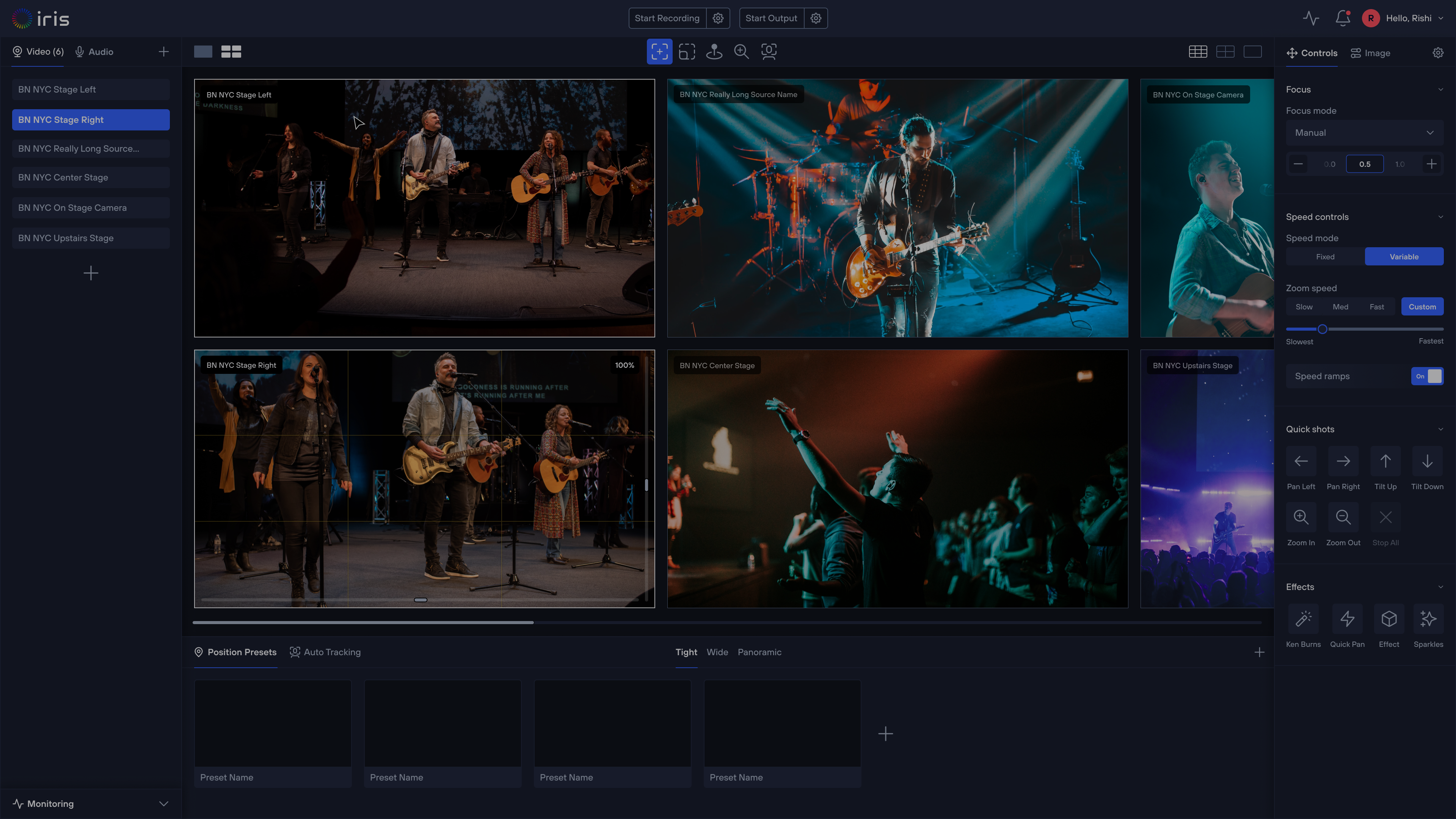 Iris Studio multiview showing every camera at once