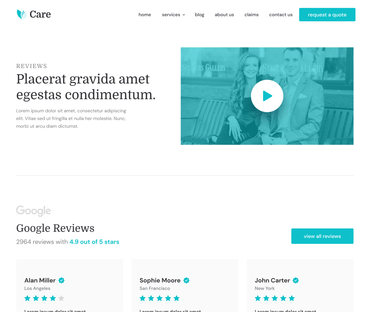 Care - Reviews page - Insurance Webflow Template