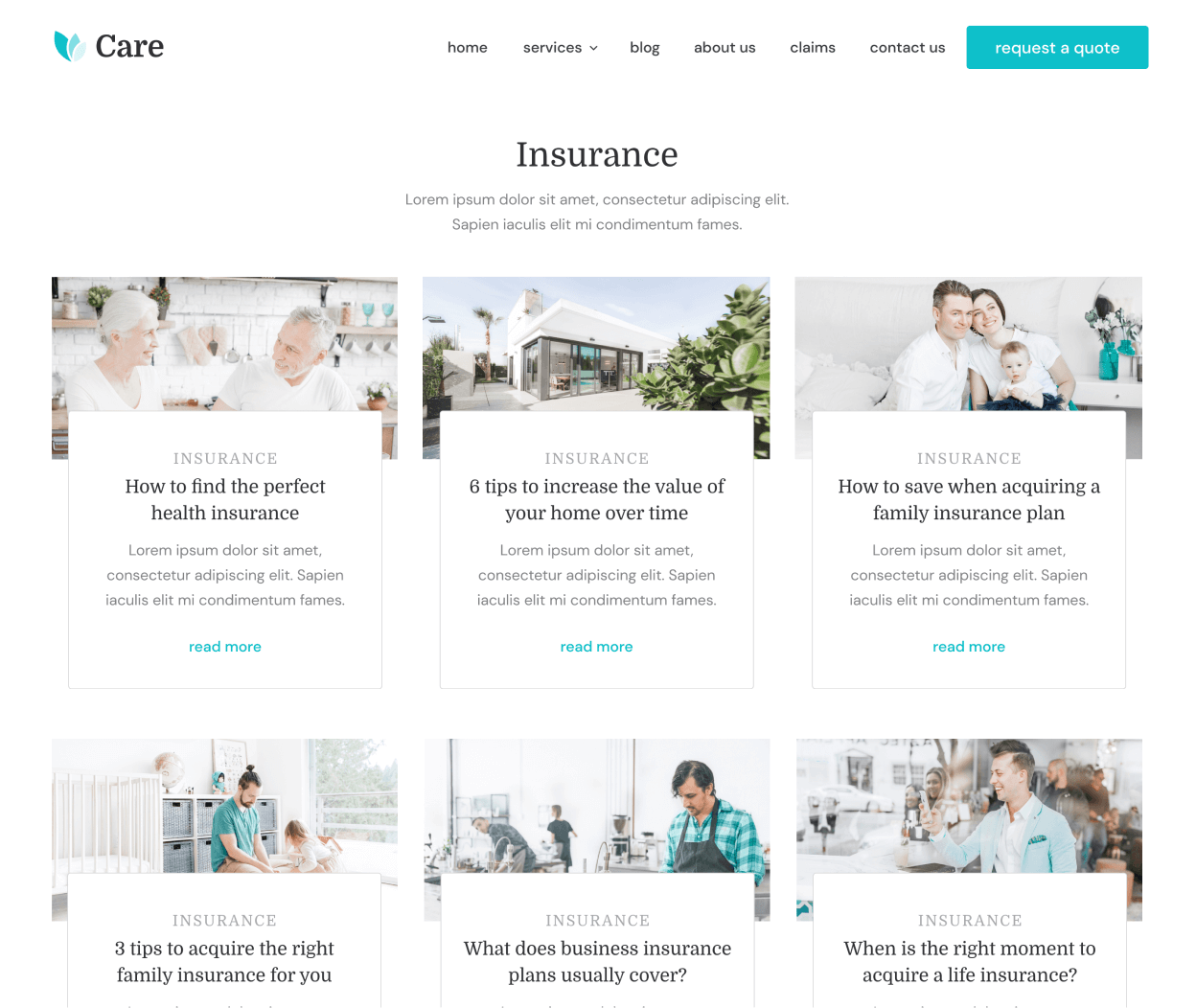 Care - Blog Category page - Insurance Webflow Template