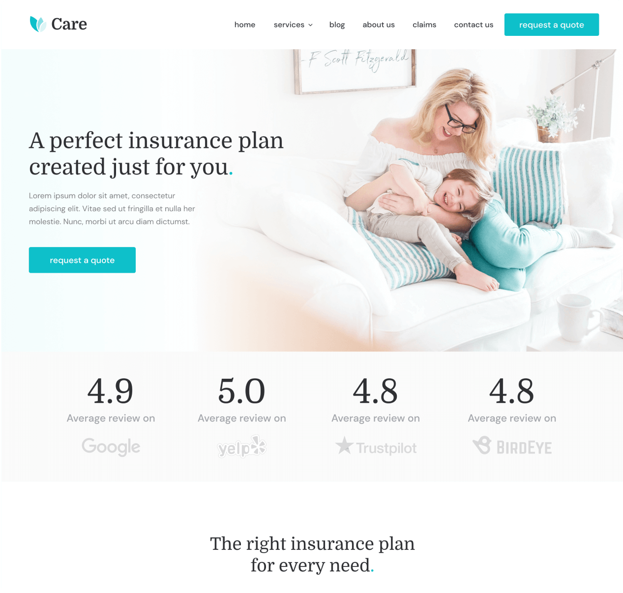 Care - Home page - Insurance Webflow Template