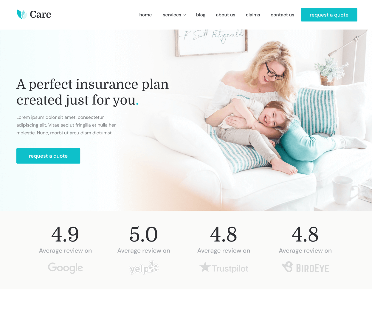 Care - Home page - Insurance Webflow Template