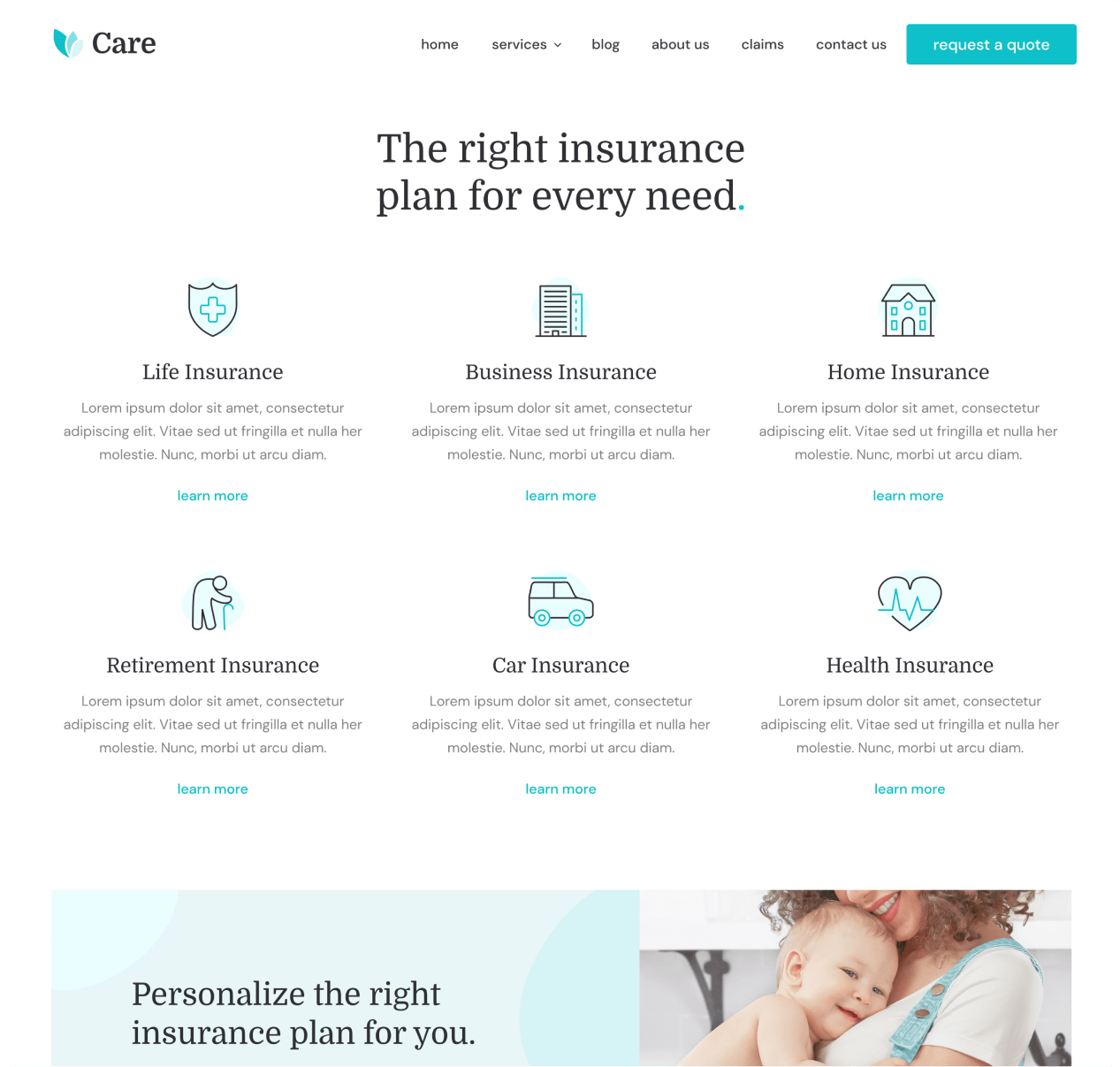 Care - Services page - Insurance Webflow Template