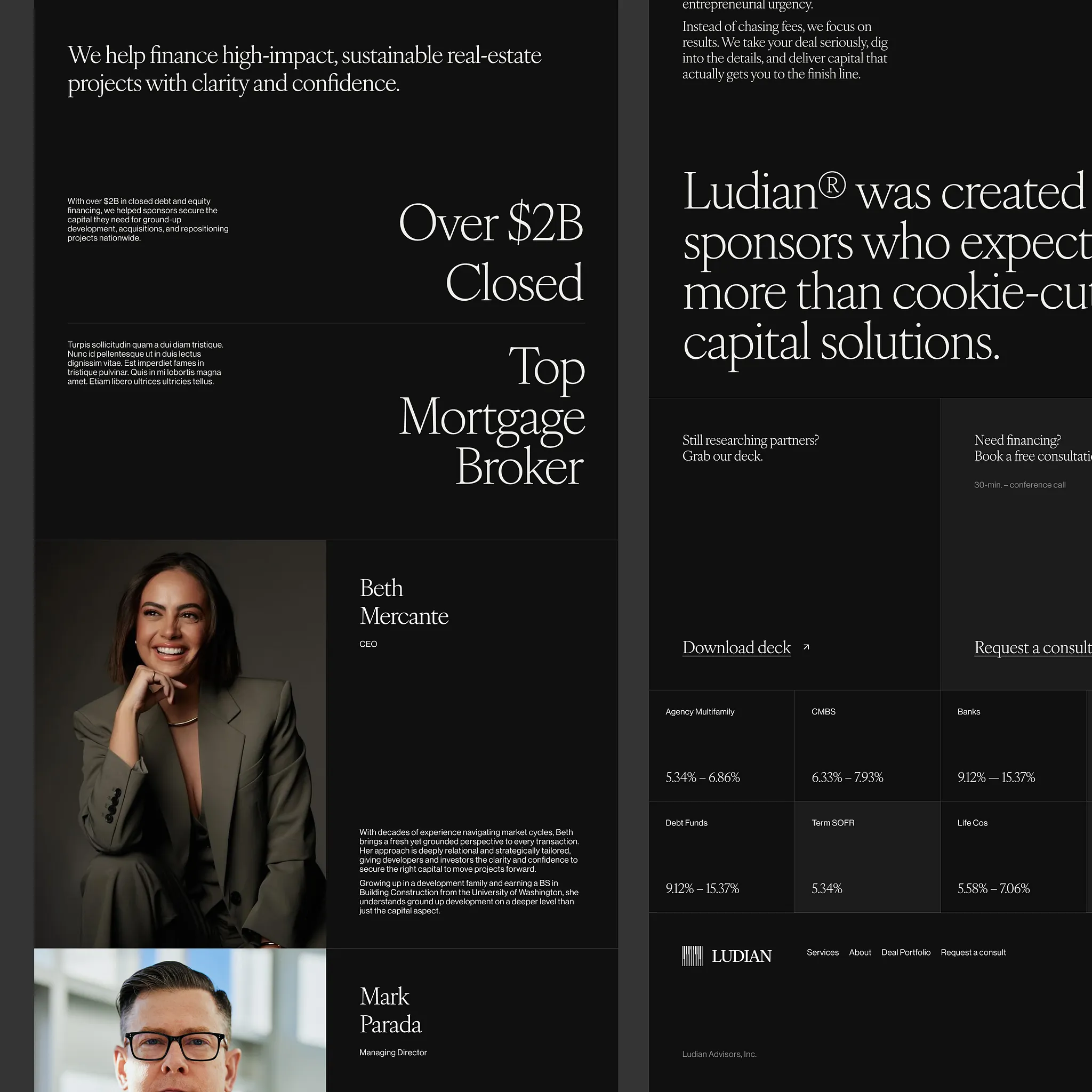 About page website design for Ludian Advisors made by Studio Contrast