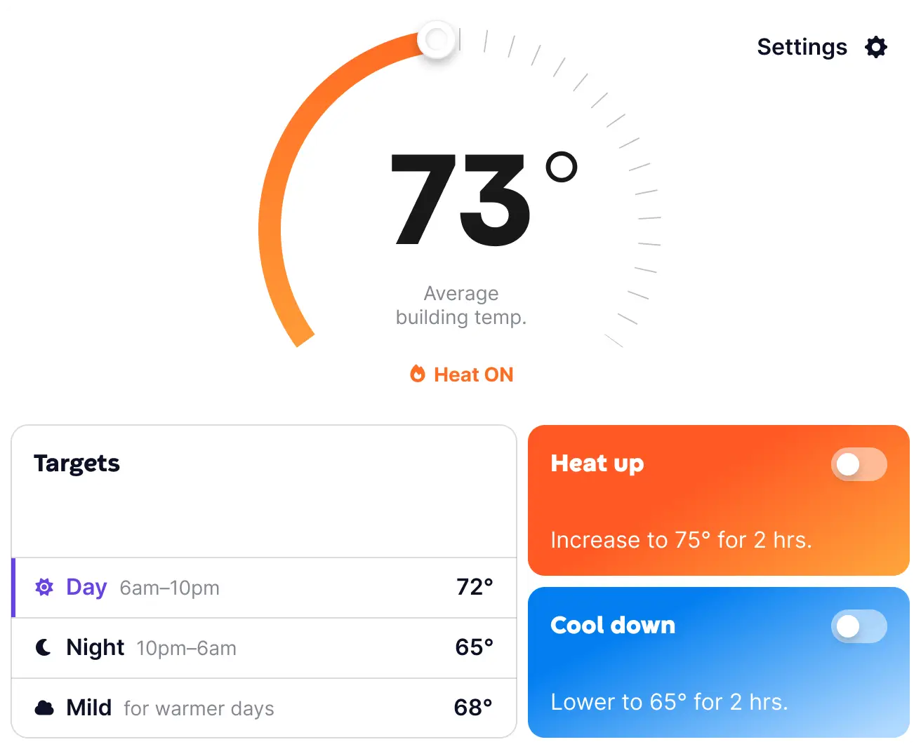 Thermostate UI design for Runwise made by Studio Contrast