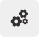 Three black gear icons indicating settings or configuration.