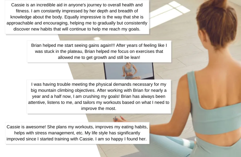 Woman watching workout video - Positive business reviews