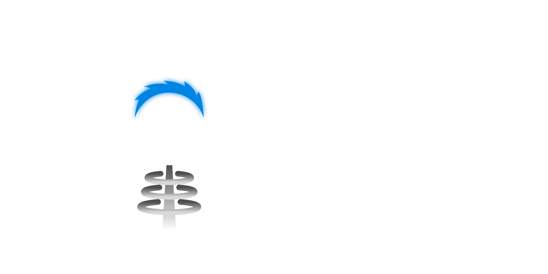 Conduit Logo, with an electric coil with lightning coming off the top of the O