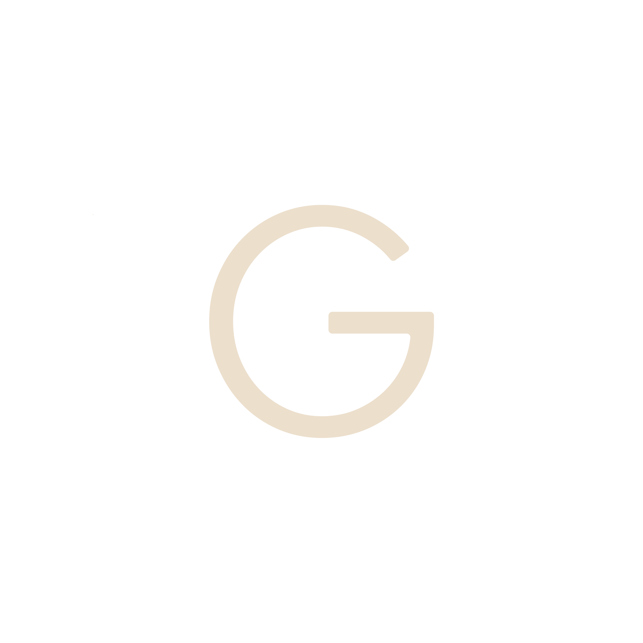 Beige letter G centered on a black square background.
